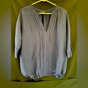 Jose size small 3/4 sleeve silk blouse navy blue